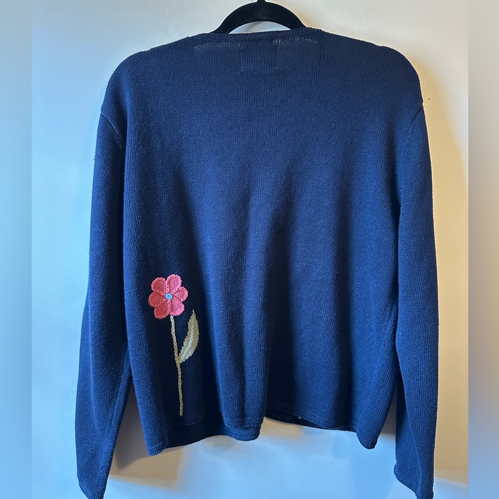 Hand Embroidered Flower Spring Lightweight Ramie Cotton Button Up Cardigan - Picture 5 of 5